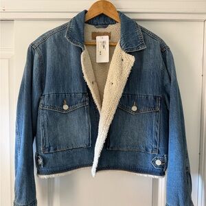 Blank NYC Denim Sherpa-Lined Jacket